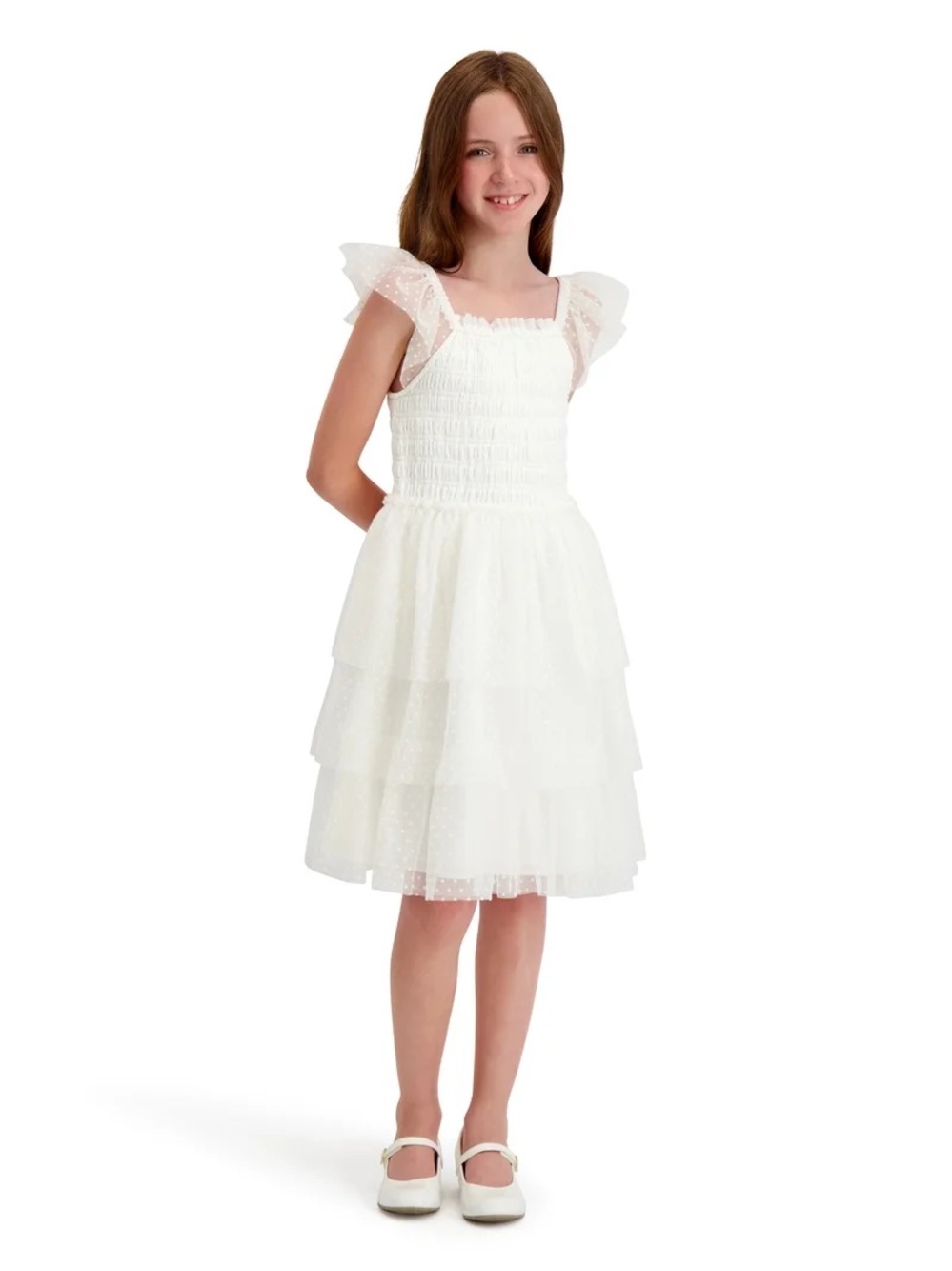 Kensie girl smocked Swiss dot dress, size 8